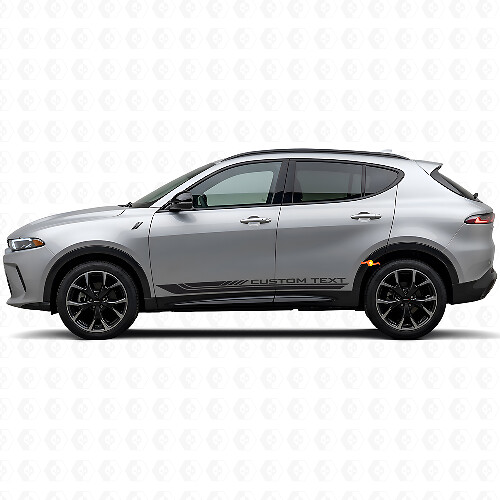 Calcomanía de vinilo con franjas curvas a cuadros para panel lateral de Dodge Hornet 2023+ 1