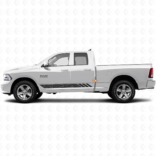 Pegatinas de vinilo con rayas de estilo topográfico para puertas para Dodge Ram 1500 2011-2018