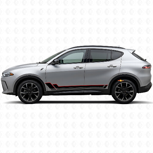 Kit de calcomanías de vinilo de paneles laterales con rayas gemelas para Dodge Hornet 2023+ 1
