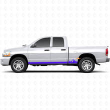 Calcomanía de vinilo para panel lateral con franjas finas de montañas para Dodge Ram 1500 2002-2008_2
