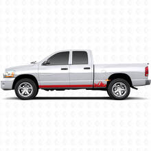 Calcomanía de vinilo para panel lateral con franjas finas de montañas para Dodge Ram 1500 2002-2008_3