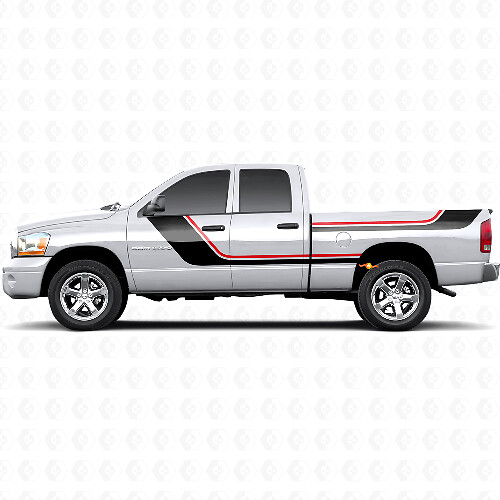 Kit de vinilos con franjas gemelas para puerta y lateral trasero para Dodge Ram 1500 2002-2008