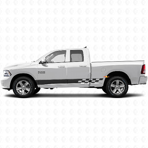 Calcomanía de vinilo con franjas a cuadros para panel de la faldilla de Dodge Ram 1500 2011-2018