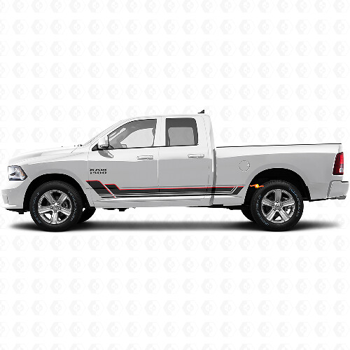 Kit de calcomanías de vinilo de paneles laterales con franjas dobles para Dodge Ram 1500 2011-2018