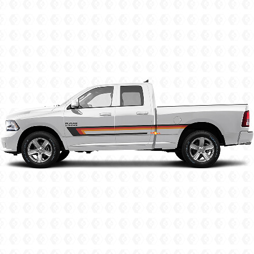 Calcomanía de vinilo de triple franja lateral de puerta para Dodge Ram 1500 2011-2018