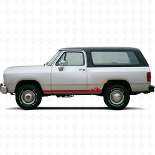 Calcomanía de vinilo con rayas delgadas y montañas para paneles laterales Dodge Ramcharger 1974-1993_3