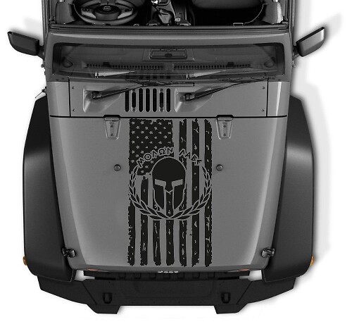 Calcomanía de Vinilo para Capó con Casco Espartano y Bandera de EE.UU. Molon Labe para Jeep Wrangler
