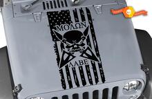 Pegatina de Vinilo con Calavera y Bandera Americana Desgastada Molon Labe para Capó de Jeep Wrangler_2