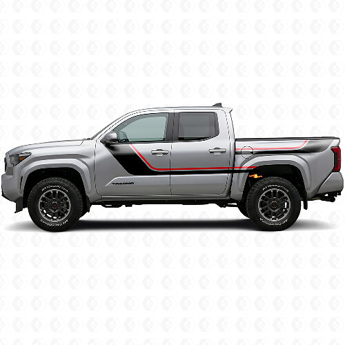 Kit de Calcomanías de Vinilo de Rayas Gemelas para Puertas y Laterales Traseros para Toyota Tacoma 2023+ 1