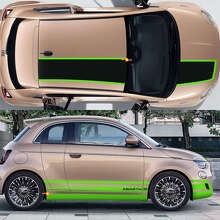 Kit de calcomanías de vinilo de rayas de carreras para capó, techo y laterales para Fiat 500 Abarth 3
