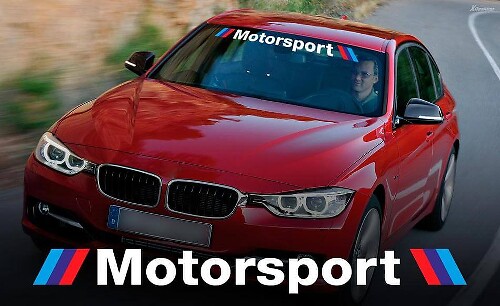 Vinilo adhesivo con franjas para la luna delantera estilo Motorsport M para BMW