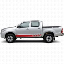 Calcomanía de vinilo para paneles laterales con franjas a cuadros para Toyota Hilux 2004-2015_3