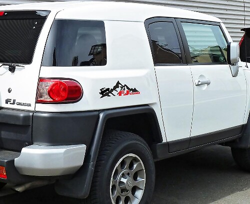 Calcomanía de vinilo con logo FJ y montañas para la cama para Toyota FJ Cruiser