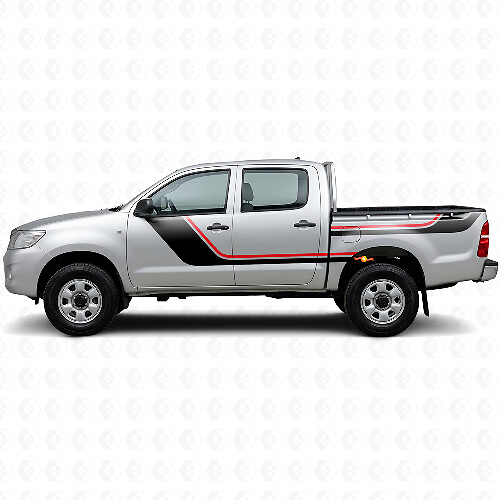 Kit de calcomanías de vinilo con franjas dobles para puertas y laterales traseros para Toyota Hilux 2004-2015 1