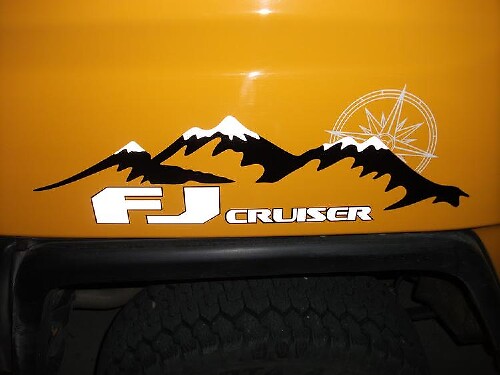 Pegatina de vinilo lateral con logo FJ y montañas nevadas para Toyota FJ Cruiser