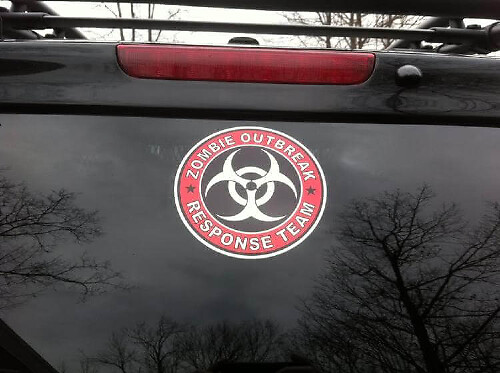 Pegatina de Vinilo con Logo de Equipo de Respuesta a Brotes Zombi de Riesgo Biológico