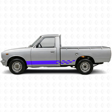 Calcomanía de vinilo con rayas a cuadros para el panel lateral de Toyota Hilux 1968-1972_2