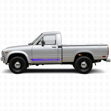 Calcomanía de vinilo de franjas curvas a cuadros para panel lateral de Toyota Hilux 1978-1983_2