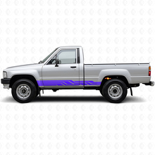Calcomanía de vinilo para faldón lateral con franjas entrelazadas para Toyota Hilux 1983-1988_2