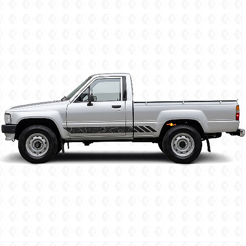 Calcomanía de vinilo con franjas en estilo topográfico para puertas Toyota Hilux 1983-1988