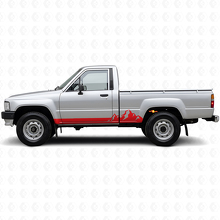Vinilo de franjas delgadas de montañas para panel lateral de Toyota Hilux 1983-1988_3