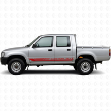 Calcomanía de vinilo para paneles laterales con rayas curvas a cuadros para Toyota Hilux 1988-1997_3