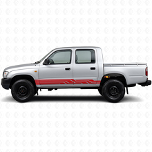 Calcomanía de vinilo para paneles laterales con franjas entrelazadas para Toyota Hilux 1997-2004_3