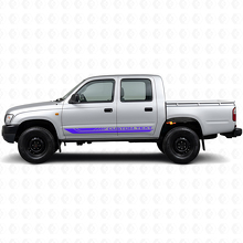 Calcomanía de vinilo con franjas curvas a cuadros para panel lateral de Toyota Hilux 1997-2004_2