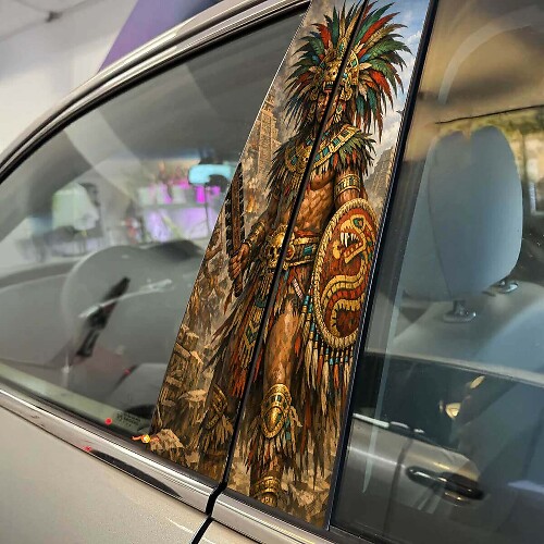 Juego de pegatinas de vinilo para pilar de puerta de coche Guerrero Azteca