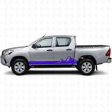 Vinilo de franjas finas de montañas para paneles laterales de Toyota Hilux 2015+_2