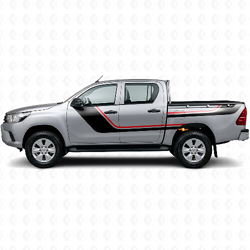Kit de Calcomanías de Vinilo con Doble Raya para Puerta y Lateral Trasero para Toyota Hilux 2015+ 1