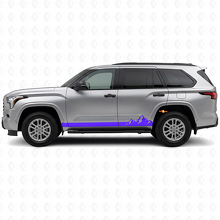 Calcomanía de Vinilo para Panel de Estribo con Rayas Finas y Montañas para Toyota Sequoia 2022+_2