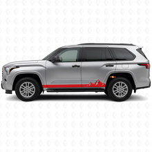 Calcomanía de Vinilo para Panel de Estribo con Rayas Finas y Montañas para Toyota Sequoia 2022+_3