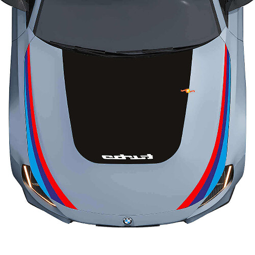 Calcomanía de Vinilo para Capó con Logo Turbo en Negro y Franjas Estilo M para BMW M2 G87 2022-presente