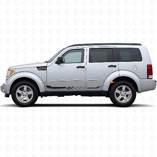 Calcomanía de vinilo con franjas laterales a cuadros para Dodge Nitro 2007-2011 1