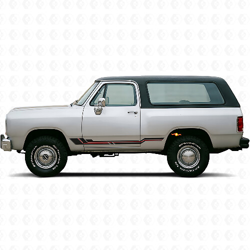 Calcomanía de vinilo con rayas curvas para paneles laterales de Dodge Ramcharger 1974-1993 1