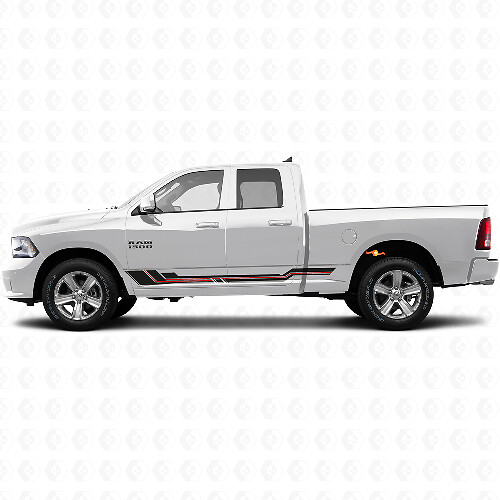 Calcomanía de vinilo con franjas curvas para paneles laterales de Dodge Ram 1500 2011-2018 1