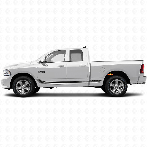 Calcomanía de vinilo de rayas laterales estilo racing para Dodge Ram 1500 2011-2018 1