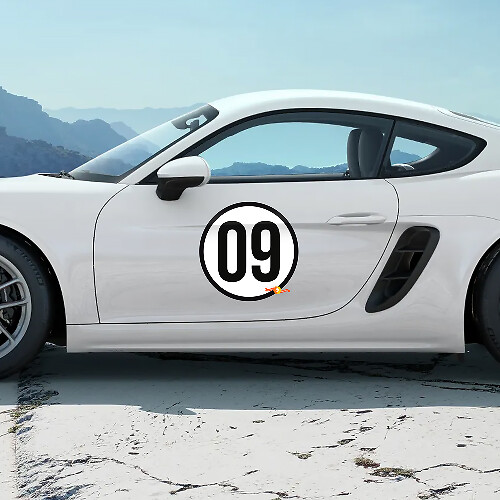 Kit de adhesivos de vinilo con número lateral de puerta de diseño Heritage para Porsche 718 Cayman