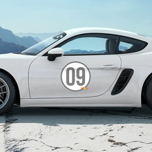 Kit de adhesivos de vinilo con número lateral de puerta de diseño Heritage para Porsche 718 Cayman 2