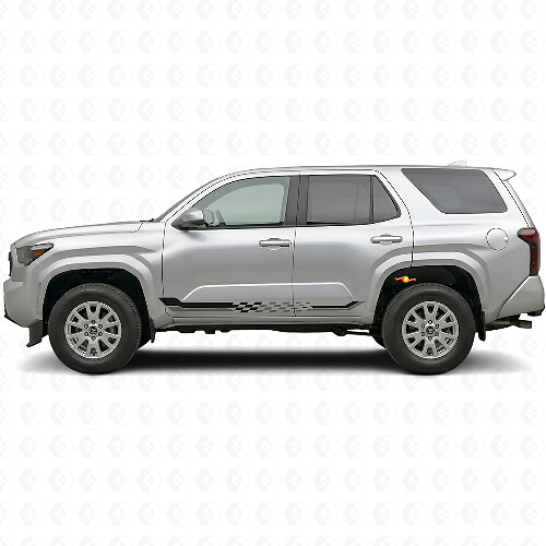 Calcomanía de vinilo con franjas laterales de bandera a cuadros para Toyota 4Runner 2024+ 1