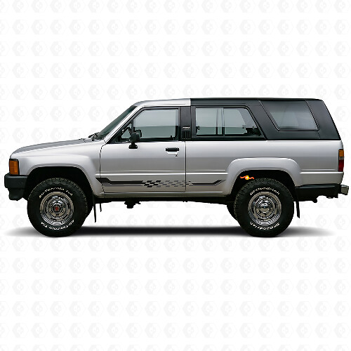 Calcomanía de vinilo con rayas laterales de bandera a cuadros para Toyota 4Runner 1984-1989_1
