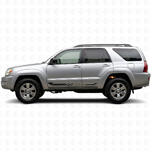 Calcomanía de vinilo con rayas laterales de bandera a cuadros para Toyota 4Runner 2002-2009_1