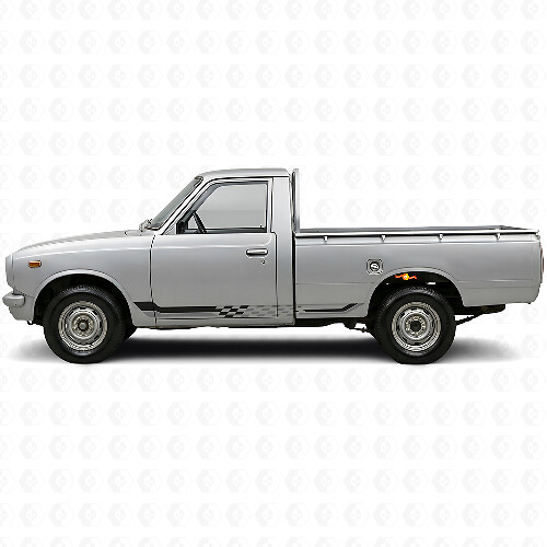 Calcomanía de vinilo con rayas laterales de bandera a cuadros para Toyota Hilux 1968-1972_1