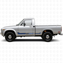 Calcomanía de Vinilo con Franjas Laterales de Bandera a Cuadros para Toyota Hilux 1978-1983_2