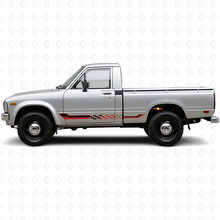 Calcomanía de Vinilo con Franjas Laterales de Bandera a Cuadros para Toyota Hilux 1978-1983_3