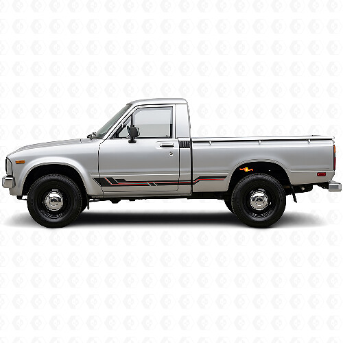 Calcomanía de vinilo para panel lateral con franjas curvas para Toyota Hilux 1978-1983_1