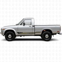 Calcomanía de vinilo para panel lateral con franjas curvas para Toyota Hilux 1978-1983_2