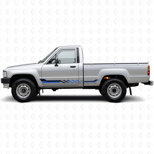Calcomanía de vinilo con rayas laterales de bandera a cuadros para Toyota Hilux 1983-1988_2