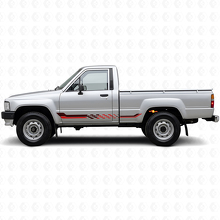 Calcomanía de vinilo con rayas laterales de bandera a cuadros para Toyota Hilux 1983-1988_3